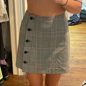 Aritzia Sunday Best Yuri Button Up Plaid Mini Grey Check Skirt Size 0